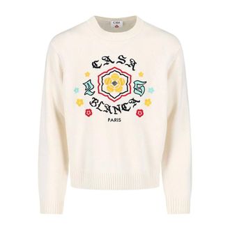 Casablanca Round-neck Knitwear, male, White, Size: XL Maglia