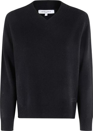 Maison Kitsun&eacute; Merino Wol Comfort V-hals Jumper - Dames - V-hals truien - Zwart - XS - Wol - Truien & Vesten