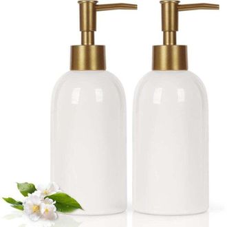 OEM Dispensador De Jab&oacute;n De Cer&aacute;mica De 414 Ml, Dispensador De Bomba De Cer&aacute;mica Recargable Para Ba&ntilde;o/cocina (paquete De 2, Blanco) - Crezuo
