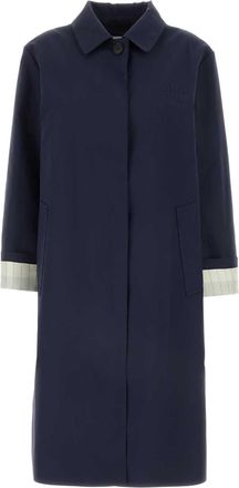 Miu Miu Womens Navy Blue Cotton Trench Coat - Dark Blue - Size EU 36 (Womens)