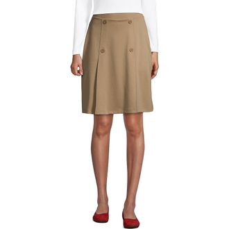 Lands End School Uniform Ponte Button Front Skort in Khaki at Nordstrom, Size 12