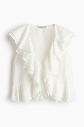 H&M Bluse mit Volants - White
