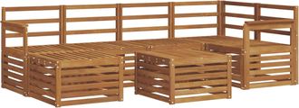 vidaXL Conjunto De Sof&aacute;s De Exterior 7 Uds. Natural Poli&eacute;ster Vidaxl