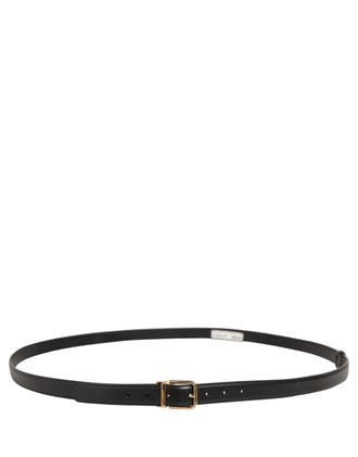 Dolce & Gabbana Leather with Gold-Tone Metal Buckle Belt - Black