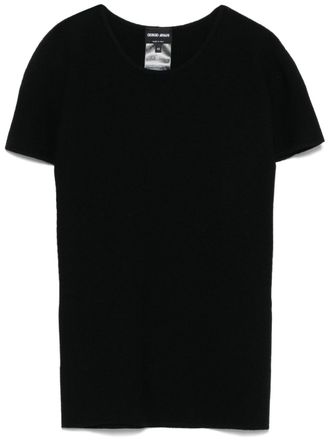 Giorgio Armani Fijngeribbeld T-shirt - Zwart