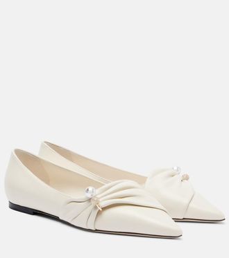 Jimmy Choo London Rafi embellished leather ballet flats