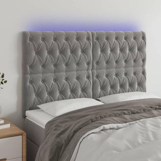 vidaXL Cabecero Con Luces Led Terciopelo Gris Claro 144x7x118/128 Cm Vidaxl