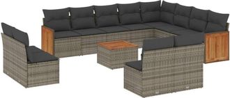 vidaXL Set Sof&aacute;s De Jard&iacute;n Con Cojines 13 Piezas Rat&aacute;n Sint&eacute;tico Gris Vidaxl