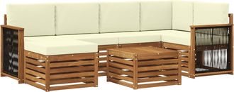 vidaXL Conjunto De Sof&aacute;s De Exterior 6 Uds. Natural Y Crema Vidaxl