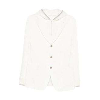 Eleventy Blazers, male, White, Size: XL Giacca Pettorina e Cappuccio