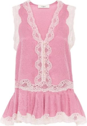 Chlo&eacute; Mouwloze Peplum Top - Dames - Tops zonder mouwen - Roze - 2XS - Katoen - Tops