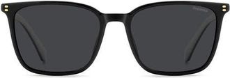 Polaroid 55mm Polarized Rectangular Sunglasses in Black/Grey at Nordstrom