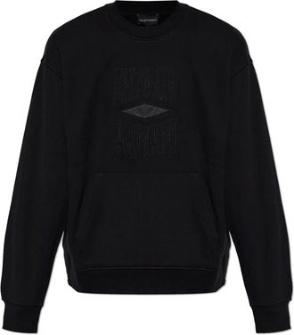 Emporio Armani Sweatshirt met geborduurd logo - Heren - Sweatshirts - Zwart - 2XL - Katoen - Hoodies & sweatvesten