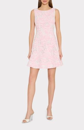 Milly Poppy Embroidered Fit & Flare Minidress in Pink/White at Nordstrom, Size 10