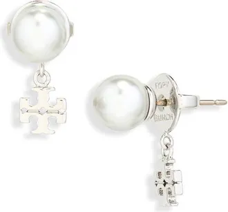 Tory Burch Moondance Faux Pearl Drop Earrings in Tory Silver/gray at Nordstrom