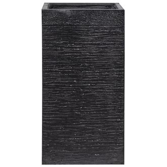 Beliani Maceta Alta De Arcilla Para Jard&iacute;n 40 X 40 X 77 Cm Negra Resistente A Los Rayos Uv Dion