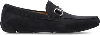 Ferragamo Schoenen, Heren, Blauw, 41 1/2 EU, Leer, Suede Loafers met Gesp