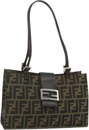 Fendi Pre-owned Shoulder Bags, female, Brown, Size: ONE SIZE Pre-owned Vintage Zucca Canvas Tote Bag