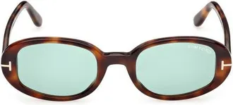 Tom Ford 49mm Small Iggy Oval Sunglasses in Shiny Blonde Havana/emerald at Nordstrom