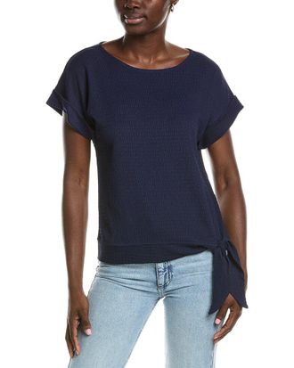 Jones New York Dolman Tie Seabreeze Crinkle Top