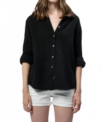 Dear John Denim Gaia Gauze Button Down Shirt In Black