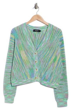 Desigual Thin Gauge Openwork Cardigan in Green at Nordstrom Rack, Size X-Small