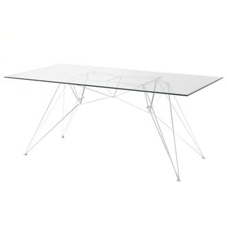 Oresteluchetta Oresteluchetta - Mesa De Metal Cromado Con Cristal Transparente Cm. Al.75 X L.180 X P.90