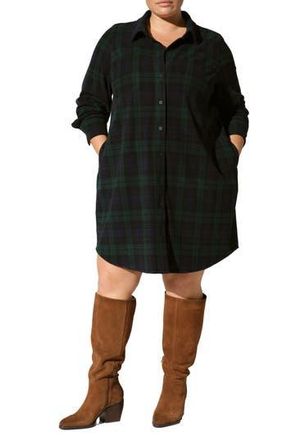 Universal Standard Long Sleeve Check Flannel Shirtdress in Yosemite Plaid Black at Nordstrom Rack, Size L (22W-24W)