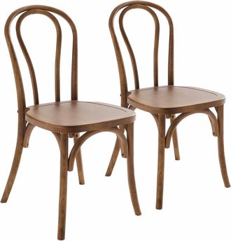 Oviala Conjunto de 2 sillas estilo bistr&oacute; en madera de olmo oscuro