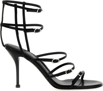 Alexander McQueen Sandalen - Dames - Sandalen met hakken - Zwart - 38 1/2 EU - Leer - Schoenen