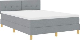 vidaXL Cama Box Spring Con Colch&oacute;n Gris Claro 140 X 200 Cm Tela Vidaxl