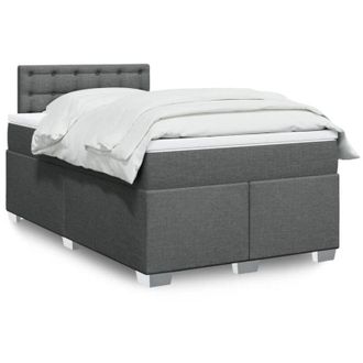 vidaXL Cama Box Spring Con Colch&oacute;n Tela Gris Oscuro 120x200 Cm Vidaxl