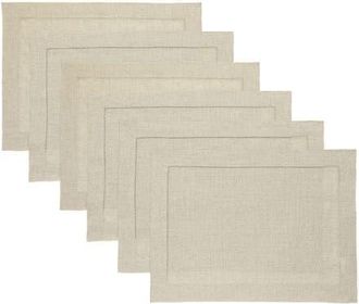 Solino Home Linen Placemats Set of 4, 14 x 19 Inch for Dining Table, Holiday and Everyday Table Decor - Classic Hemstitch in Natural at Nordstrom