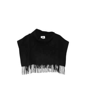 By Malene Birger Fringe-trimmed Embroidered-logo Scarf