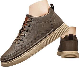 Generic Men Flat Shoes Leather Casual Shoes Fleece-Lined Warm Shoe Orthopedic Walking Shoe Comfortable Tennis Trainers Non Slip Sneakers Soft Trainer Lightwei