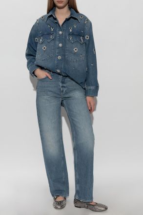 AllSaints Denim Shirt With Crystal Appliqu&eacute;s Enna, Womens, Blue
