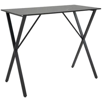 HOMCOM Bancone Bar In Legno E Acciaio Stile Moderno Industriale 120 Cm Nero - Homcom