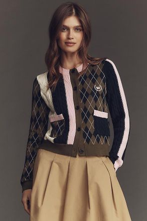 Maeve Mixed Argyle Cardigan Sweater