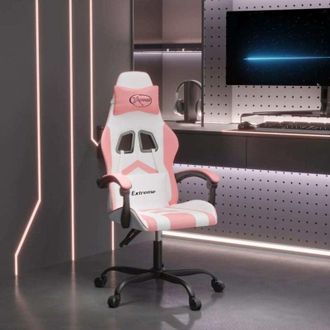 vidaXL vidaXL Sedia da Gaming Girevole Bianco e Rosa in Similpelle