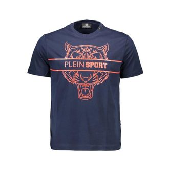 Plein Sport Tops, Heren, Blauw, XL, Katoen, T-shirt met korte mouwen