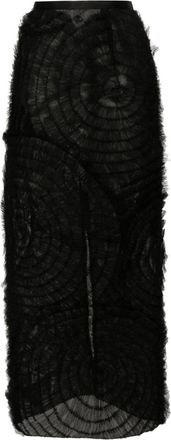 Huishan Zhang ruffled sheer maxi skirt - women - Polyester - 8 - Black