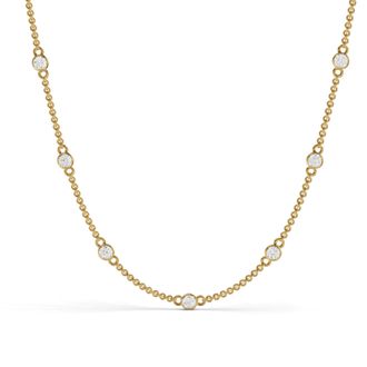 Diamond2Deal 14K Gold Round Cut Lab Grown Diamond Station Necklace 18 1 Ct