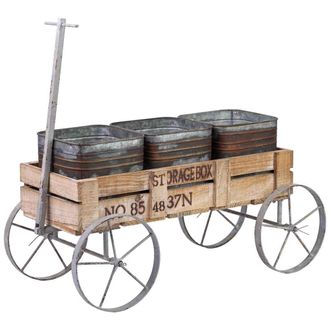 Wanderlust Deco Wanderlust Deco - Carro Expositor, 3 Bandejas, Madera Y Metal Marr&oacute;n 72.39x28.58x49.53