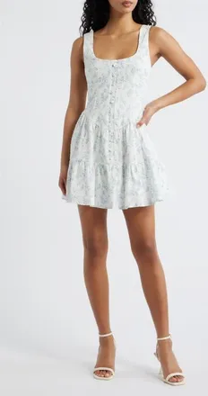 Lulus Rebecca Tank Minidress in Mint/Blue Multi at Nordstrom, Size X-Large