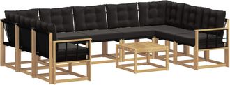 vidaXL Conjunto De Sof&aacute;s De Exterior 10 Uds. Blanco Y Negro Vidaxl