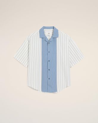 Ami White And Blue Cotton Short Sleeve Boxy Shirt White - XL - for Men
