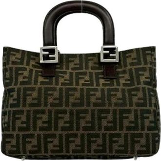 Fendi Pre-owned Zucca Canvas Leather Handbag - Dames - Vintage Handtas - Bruin - ONE Size - Leer - Vintage
