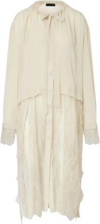 Liu Jo Lange blouse met kanten details - Dames - Blouses - Beige - S - Overhemden