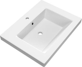 Marcel Breuer Solar Medium wastafel 60x46x5cm - 1 wasbak - 1 kraangat - mineraalmarmer - mat wit