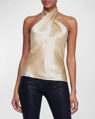 L'agence Letitia Twist Neck Top In Marzipan